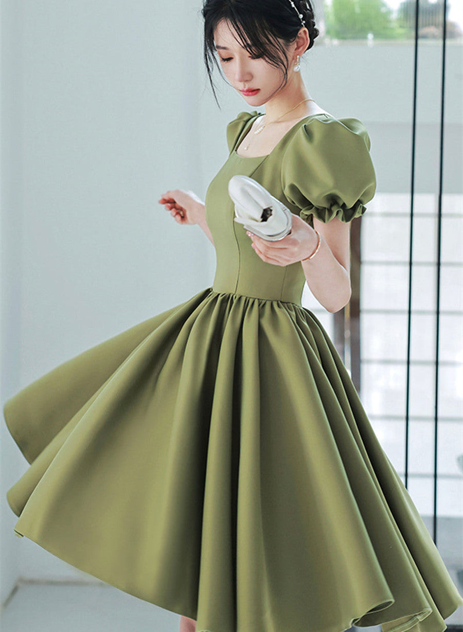 Lovely Green Short Sleeves Party Dress
