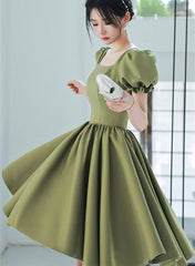 Lovely Green Short Sleeves Party Dress