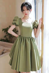 Lovely Green Short Sleeves Party Dress