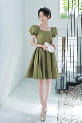 Lovely Green Short Sleeves Party Dress