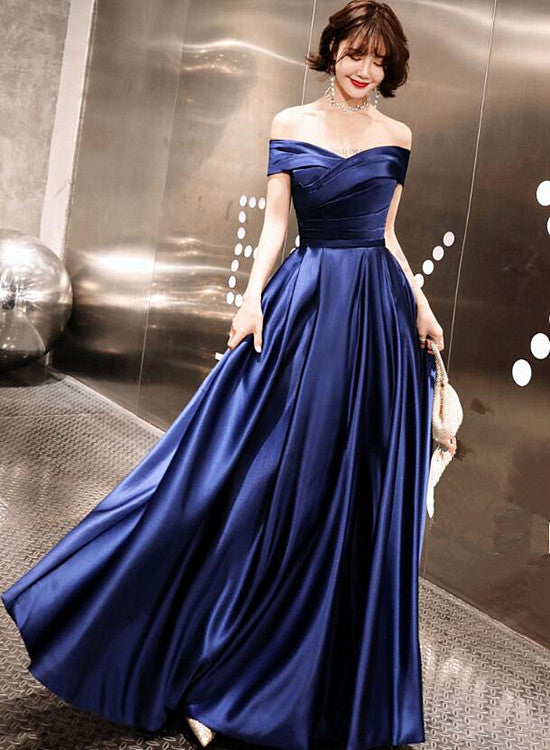 Blue Off Shoulder Prom Dress – Haibob