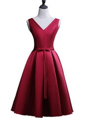 Beautiful Dark Red Satin Short Homecoming Dress