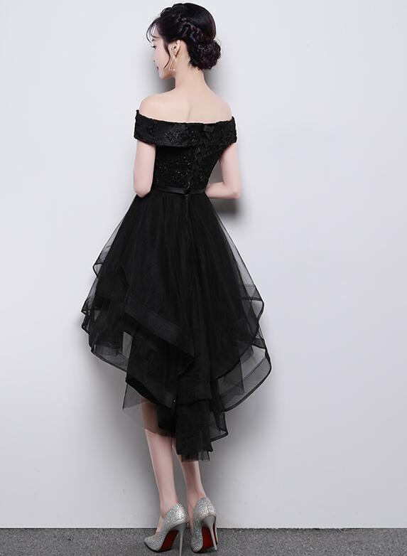 Lovely Simple Black High Low New Homecoming Dress