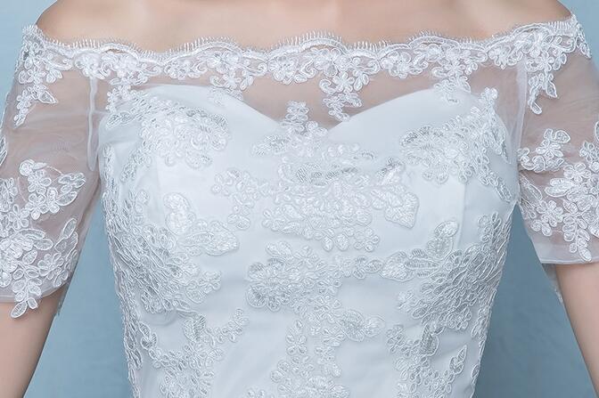 Beautiful White Off Shoulder High Low Party Dress with Train