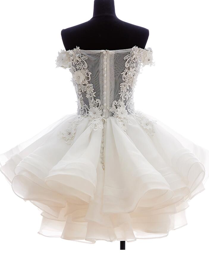 Cute White Organza Layers Short Prom Dress