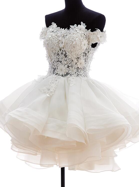 Cute White Organza Layers Short Prom Dress