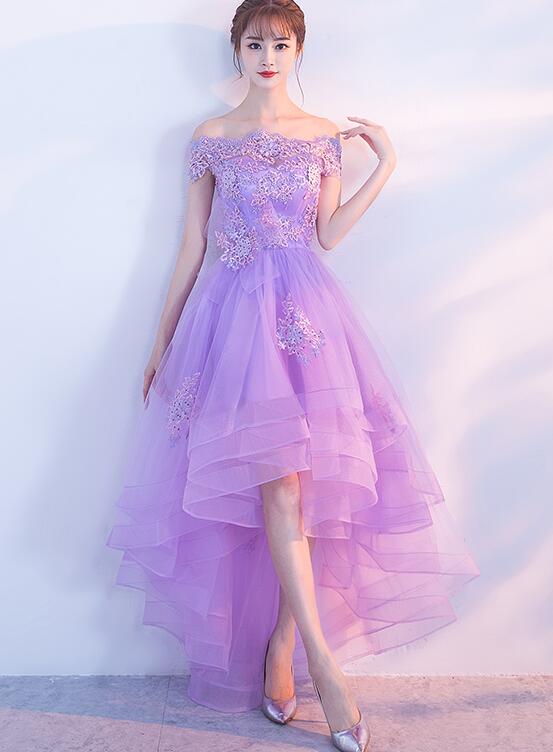 Cute High Low Lavender Tulle Party Dress
