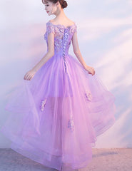Cute High Low Lavender Tulle Party Dress