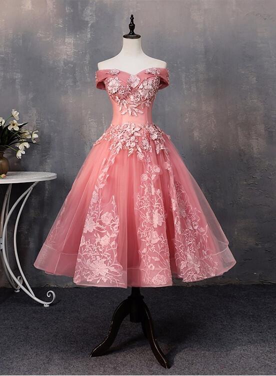 Lovely Pink Off Shoulder Party Dress