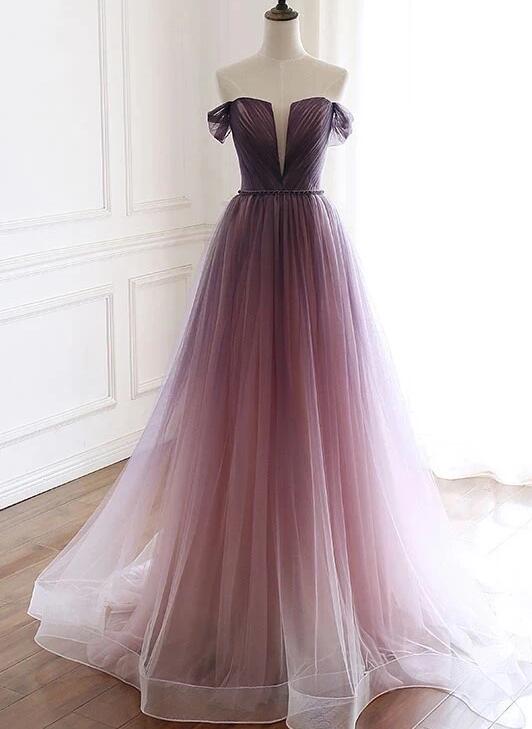 Beautiful Tulle Gradient Long Formal Gown