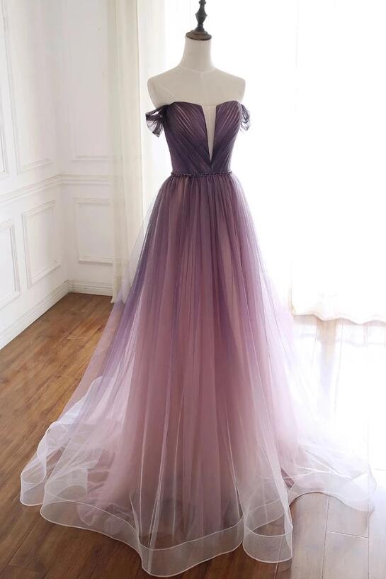 Beautiful Tulle Gradient Long Formal Gown