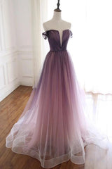 Beautiful Tulle Gradient Long Formal Gown