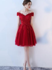Lovely Dark Red Tulle Short Homecoming Dress