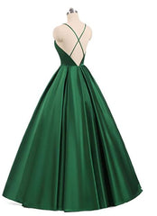 Vestido de fiesta largo con escote en V profundo y espalda cruzada de satén encantador 