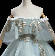 Charming Princess Light Green Tulle with Lace Flowers Prom Dress