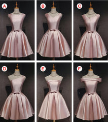 Precioso vestido de fiesta corto de satén rosa para el regreso a casa 