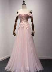 Pink Off Shoulder Handmade Formal Dresses