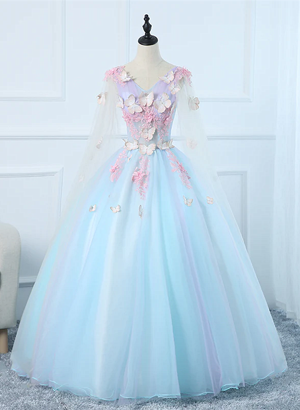 Lovely Light Blue Tulle PLong Formal Gown Party Dress