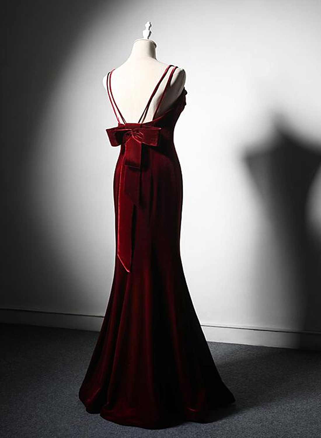 Wine Red Low Back Mermaid Formal Dress