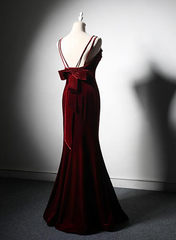 Wine Red Low Back Mermaid Formal Dress