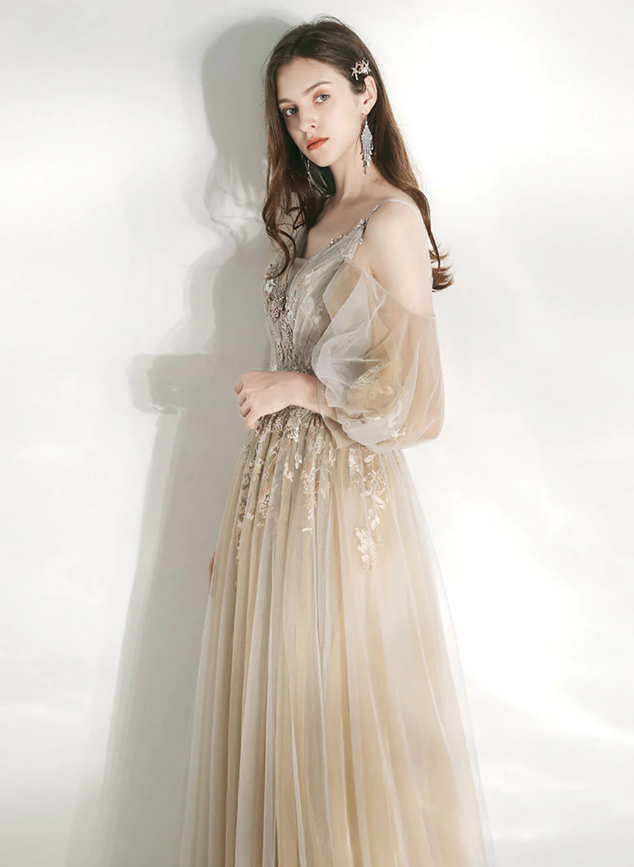 Light Champagne V-neckline Party Dress