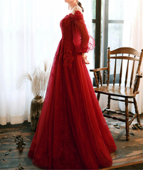 Vestido de fiesta rojo vino Vestido de noche de encaje Vestido de fiesta 