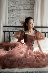 Lovely Tulle Puffy Sleeves Homecoming Dress Graduation Dress