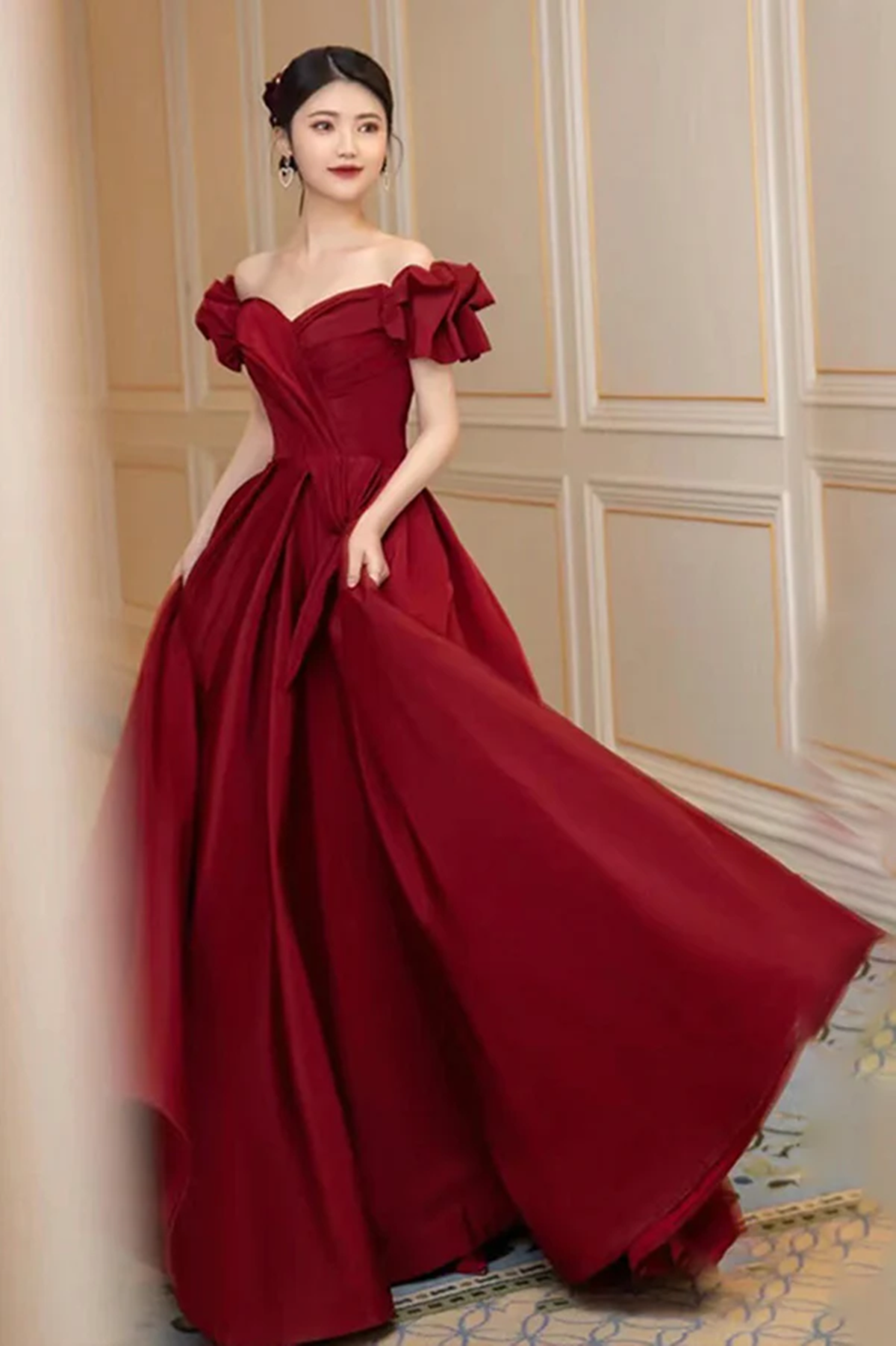 Lovely Wine Red Sweetheart Long A-Line Prom Dress