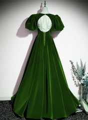 Green Velvet Backless Long Party Dress