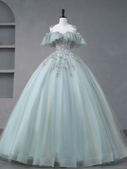 Beautiful Mint Blue Round Neckline Party Dress
