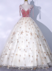 Lovely Ivory Tulle Ball Gown Straps Party Dress