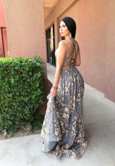 Charming A-line Long Low Back Prom Dress