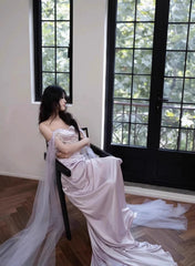 Lindo vestido formal largo con escote en forma de corazón de satén suave 