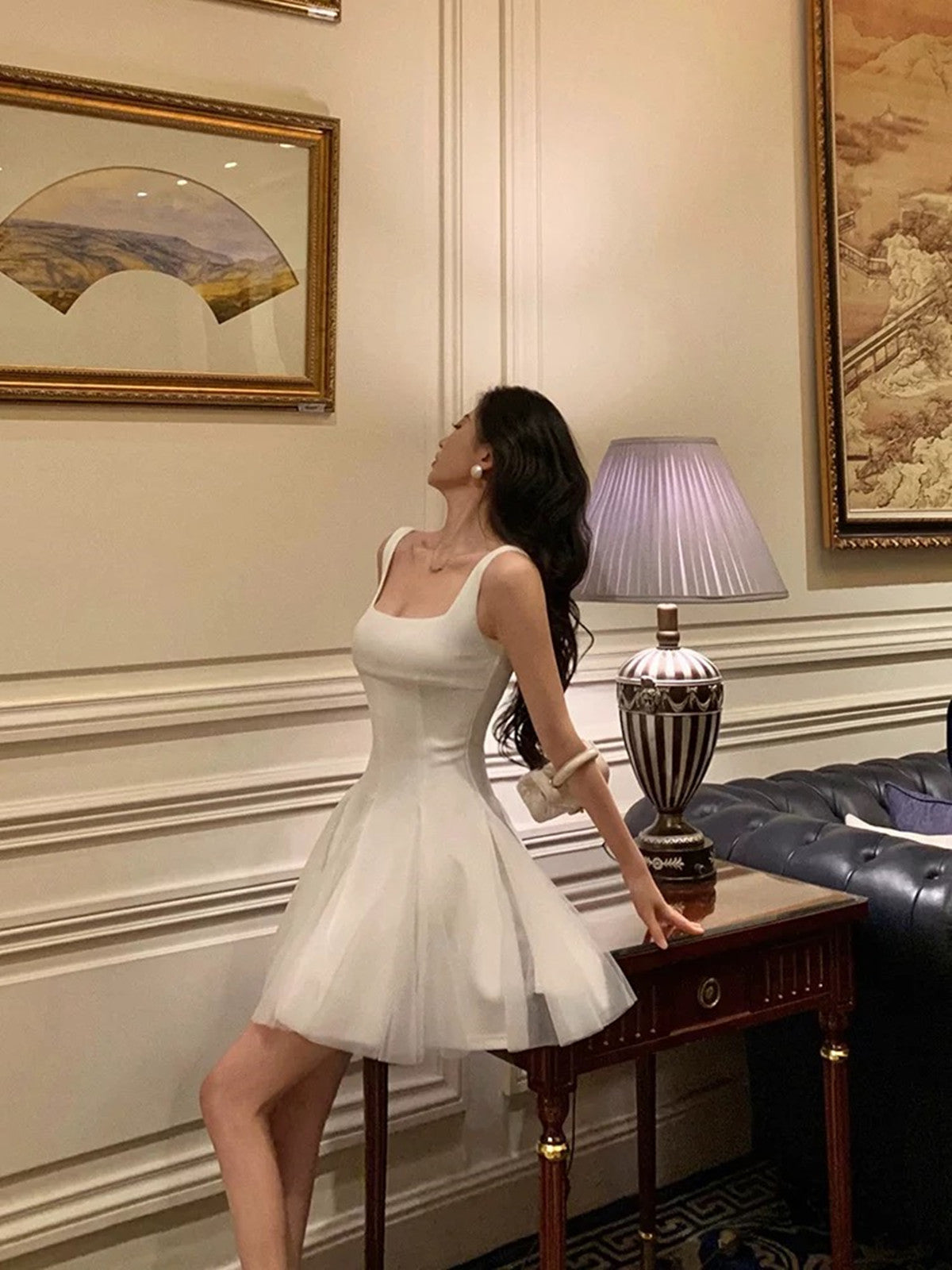 Ivory Straps Chiffon Short Simple Graduation Dress