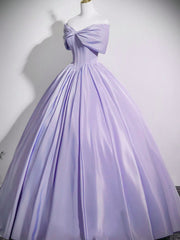 A-line Light Purple Off Shoulder Floor Length Party Dress