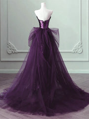 Vestido largo de fiesta con lentejuelas moradas 