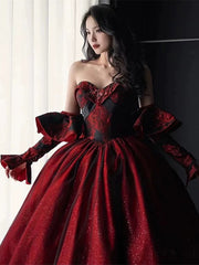 Vestido de fiesta de manga larga negro y rojo Vestido de noche 