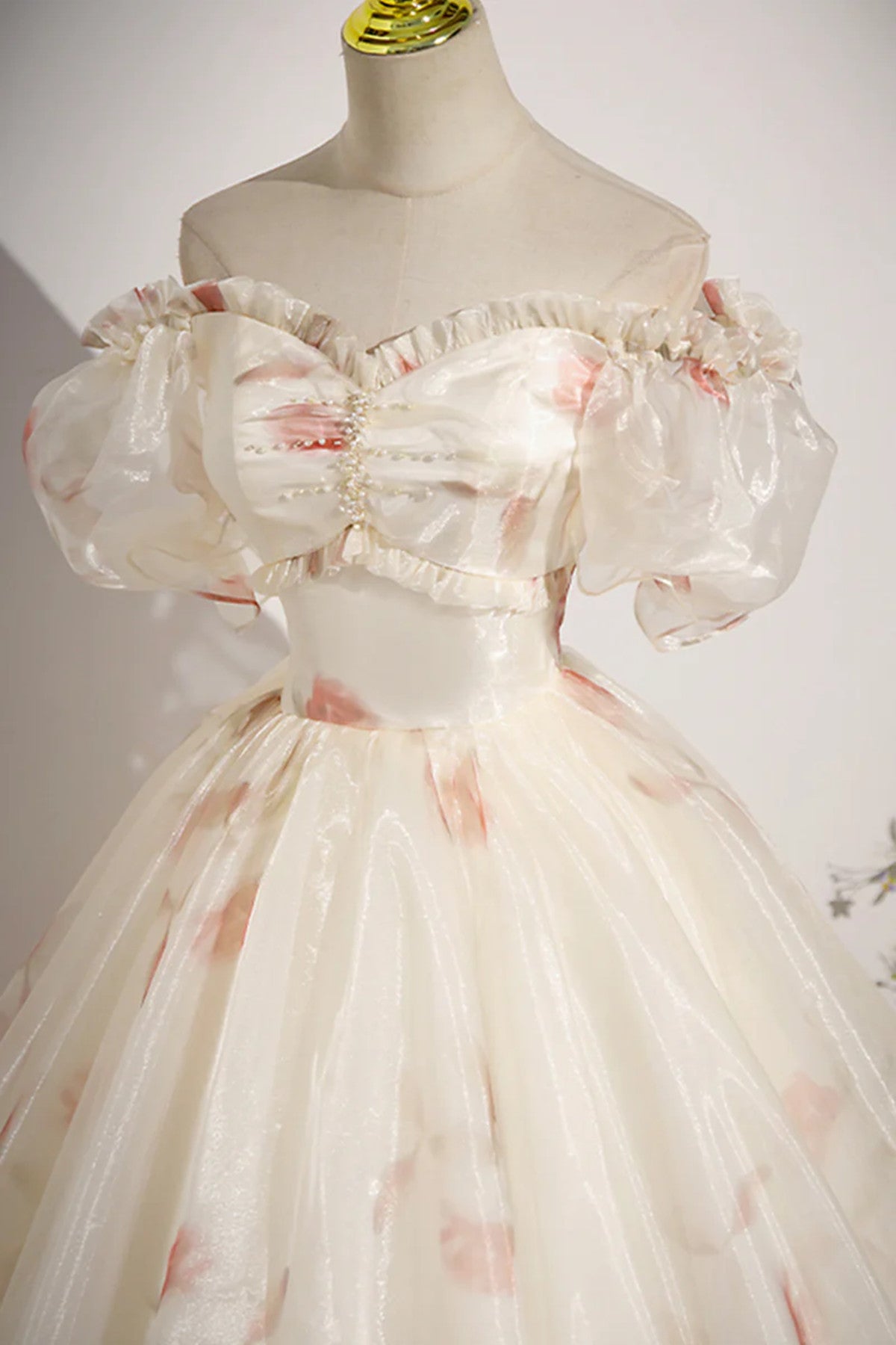 Lovely Floral Beaded Short Sleeves Party Dress