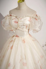 Lovely Floral Beaded Short Sleeves Party Dress