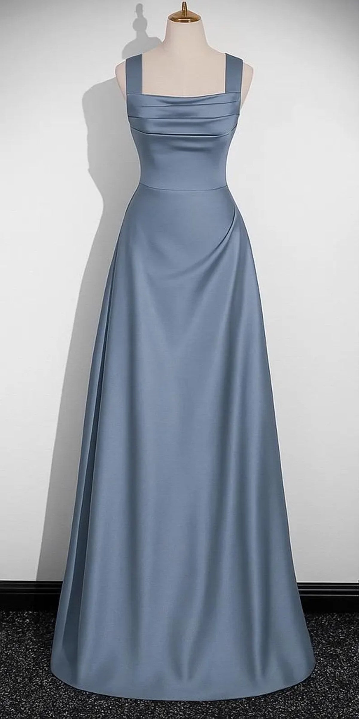 A-line Straps Floor Length Simple Prom Dress