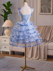 Light Blue Tulle Sweetheart Layers Homecoming Dress