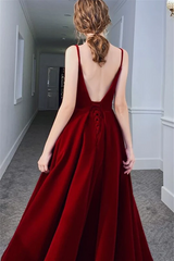 Wine Red Velvet Long Formal Dress Party Dress