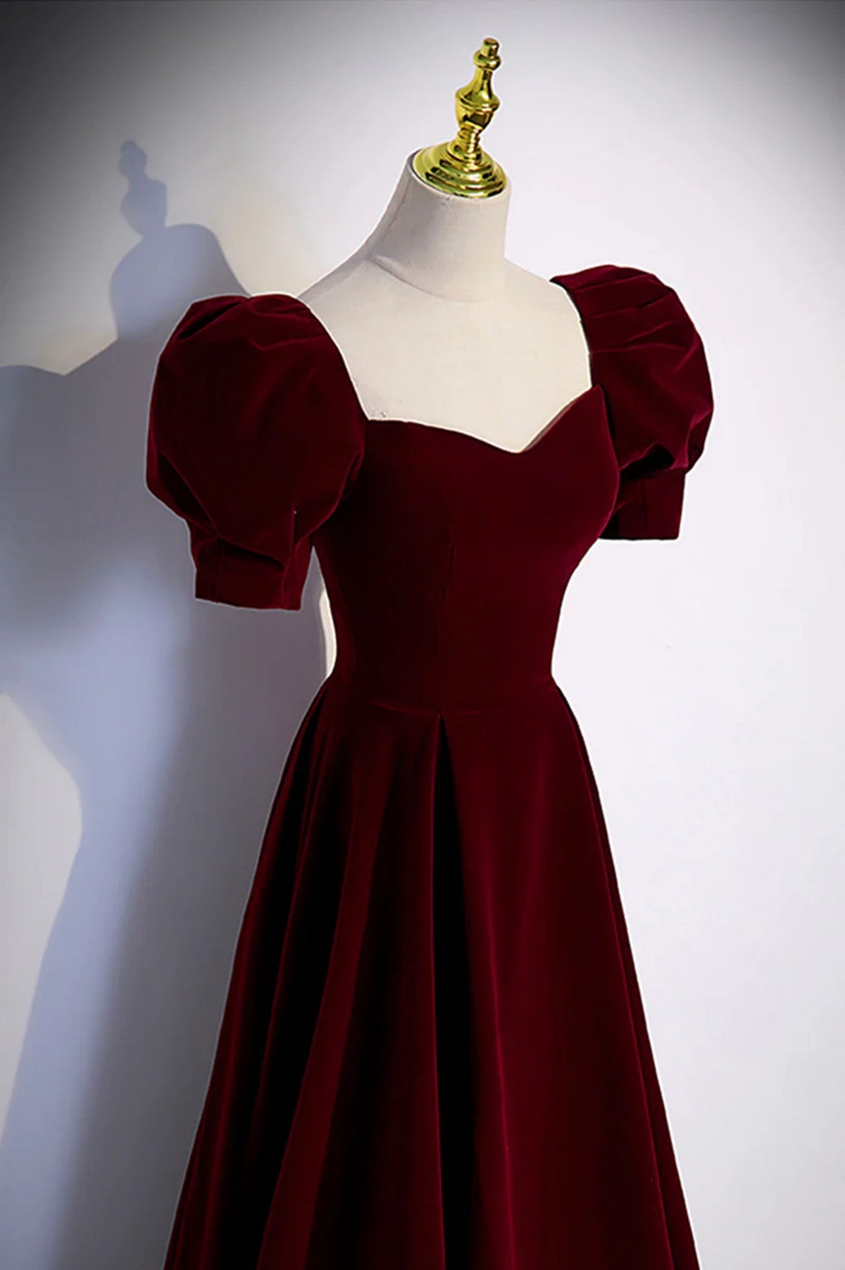 Wine Red A-line Short Sleeves Long Simple Party Dress