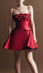 Emmie Red Rose Embellished Mini Dress