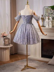 Cute Shiny Tulle with Beaded Short Party Dress