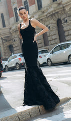 Gowan Black Strappy Floral Maxi Dress