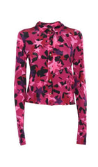 Vibrant Star-Print Long Sleeve Button-Up Shirt