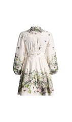 Edaline Chic Floral Long Sleeve Mini Dress