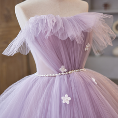 Vestido largo de fiesta de tul morado claro para dulces 16