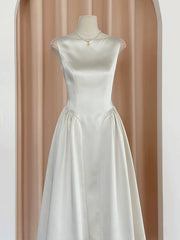 Vestido de fiesta de boda sencillo de satén blanco 